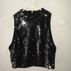 sequined fashion crop top